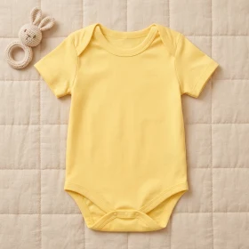Body à manches courtes Premium Bébé en Jaune personnalisable