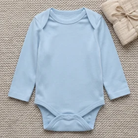 Body Bébé bio manches longues en Bleu ciel personnalisable