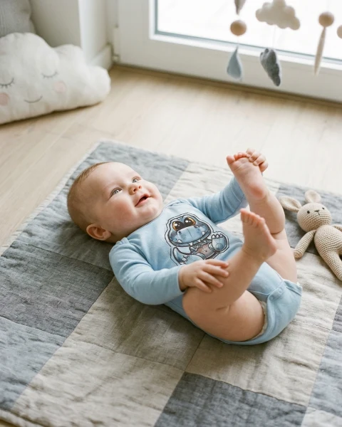 Body Bébé bio manches longues avec motif P'tit Dino Mignon