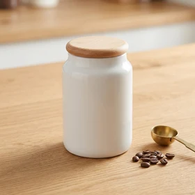 Boîte à biscuits avec couvercle en bois en Blanc personnalisable