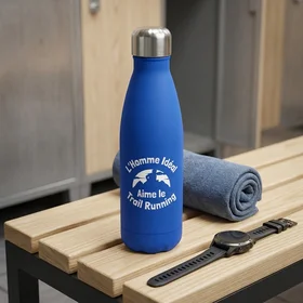 Bouteille isotherme SOFT TOUCH 500 ml en Bleu cobalt personnalisable
