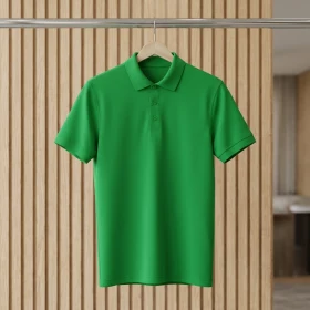 Polo Core Unify CRAFT en Vert vif personnalisable'Ai Golf plié sur green de golf avec balle et gant