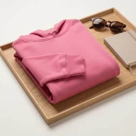 Sweat femme molletonné rose plié