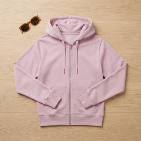Sweat à capuche zippé Premium bio Femme en Rose poudré personnalisable