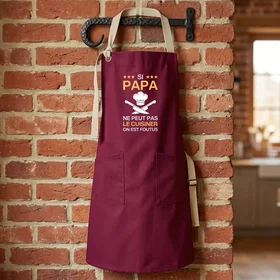 Tablier contrasté en Prune personnalisable