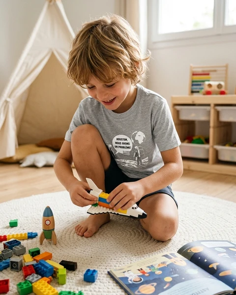 Maquette de T-shirt Enfant « Houston, Nous avons un Problème - Citation Spatiale » à personnaliser