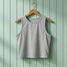 Débardeur cropped femme bio en Gris chiné personnalisable