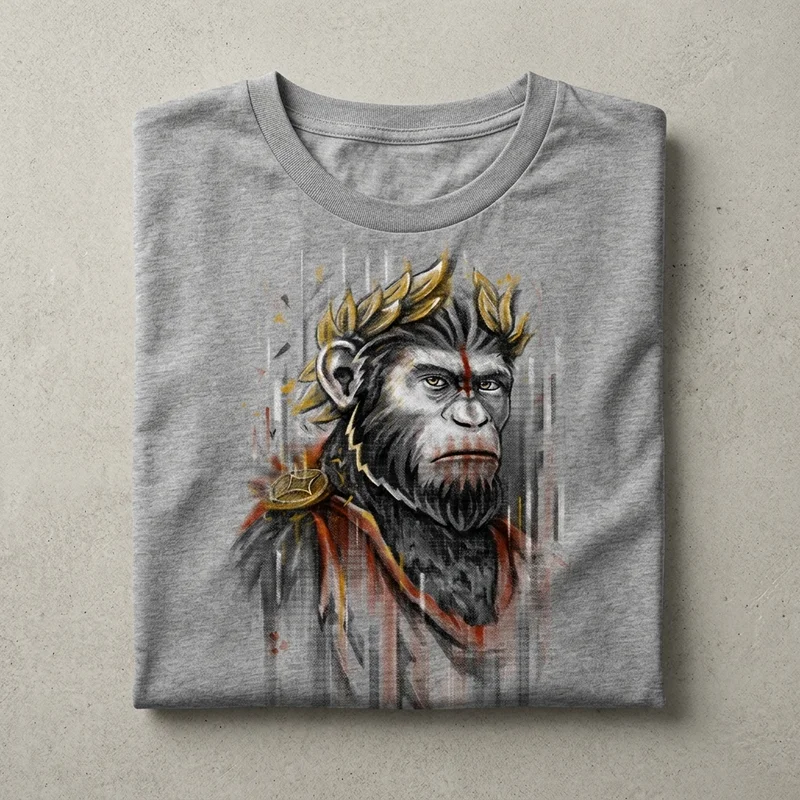 T-shirt plié César Empereur Singe par l'artiste Coyote