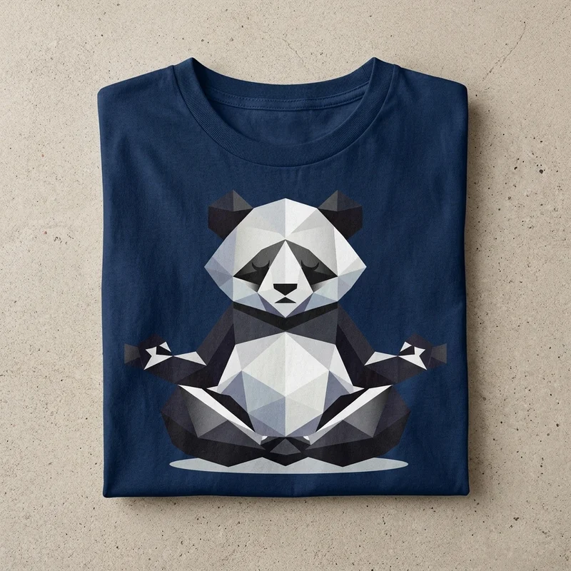 T-shirt plié Panda Zen par l'artiste La Namo