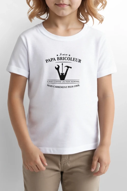 Maquette de T-shirt bio MINI CREATOR Stanley/Stella Enfant « Papa Bricoleur: Le Roi du Bricolage » à personnaliser