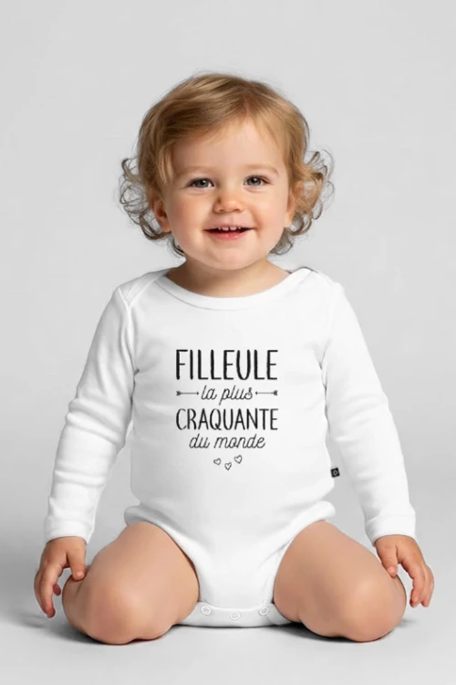 Maquette de Body Bébé Bio « Filleule Craquante » à personnaliser