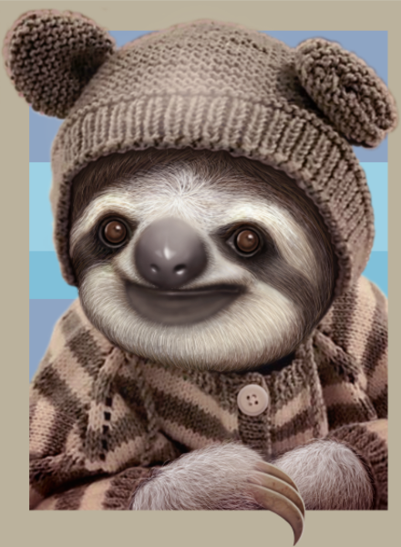 Motif Bébé Paresseux en Pull Hivernal personnalisé sur vêtement