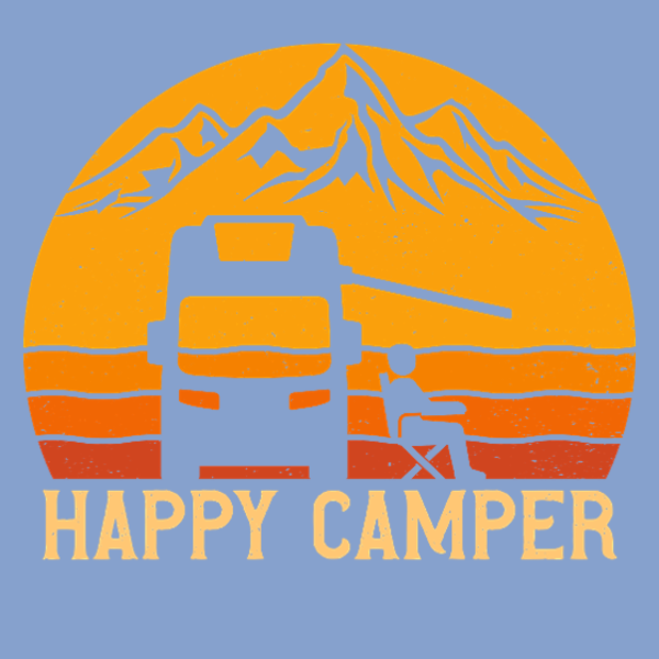 Campeur Heureux Rétro Design