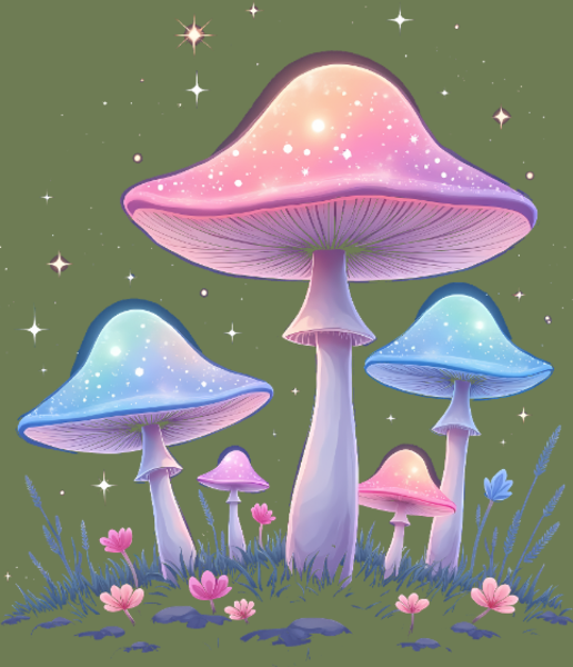 Motif Champignons Magiques - Art Mystique de la Forêt personnalisé sur vêtement