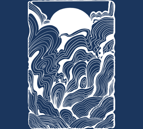 Motif Doodle Océan au Lever du Soleil personnalisé sur vêtement