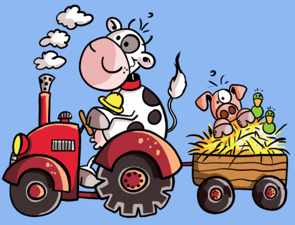 Motif Motif : La Vache au Volant, le Cochon à Bord - T-shirt Agricole Fun