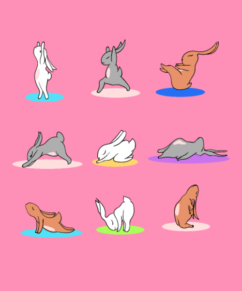 Maquette de Lapin Yoga: Joyeuses Pâques Zen à personnaliser