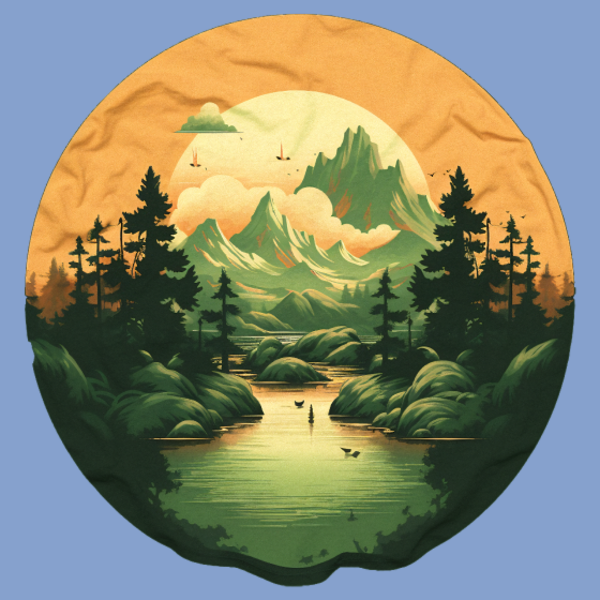 Motif Paysage Naturel : Design Sérénité personnalisé sur vêtement