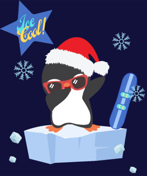 Maquette de Pingouin Dab Noël Cool à personnaliser