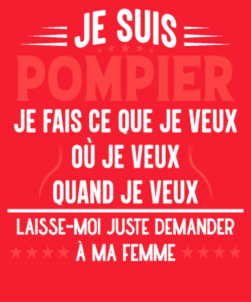 Maquette de Pompier en Couple - Laissez-moi Demander à Ma Femme ! Humour à personnaliser