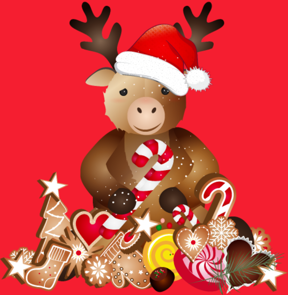 Maquette de Renne de Noël Adorable avec Chapeau à personnaliser