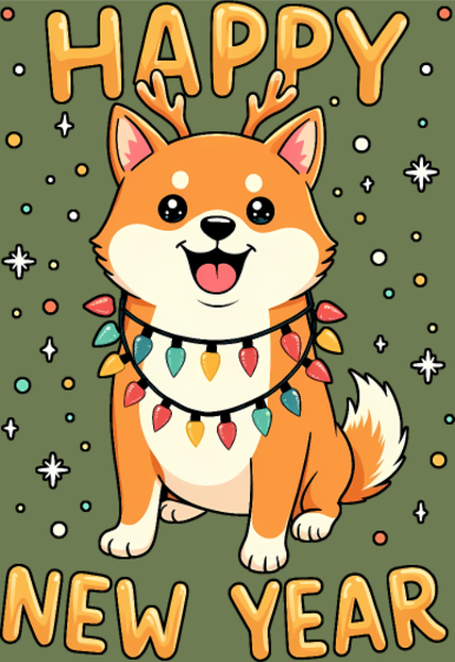 Maquette de Shiba Inu Lumières de Noël - Fêtes de Fin d'Année à personnaliser