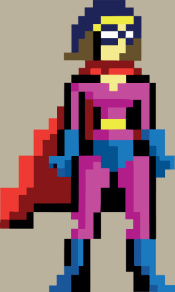 Motif Super-Héroïne Pixel Anna personnalisé sur vêtement
