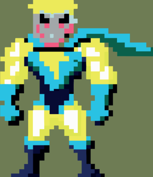 Motif Super-Héros Pixel Franck personnalisé sur vêtement
