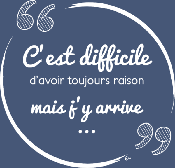 Motif Toujours Raison : Le Défi Quotidien (Humour) personnalisé sur vêtement
