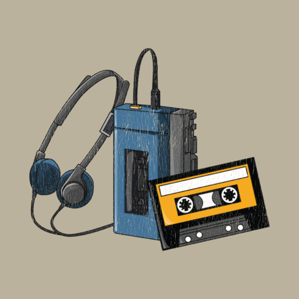 T-shirt personnalisé Cassette audio ecouteurs