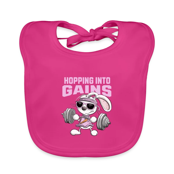 Lapin Musculation - Puissance Carottes sur Bavoir bio Bébé