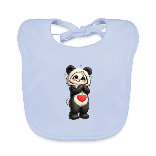 Maquette de Bavoir Bio Bébé - Panda en Combinaison Stylée à personnaliser