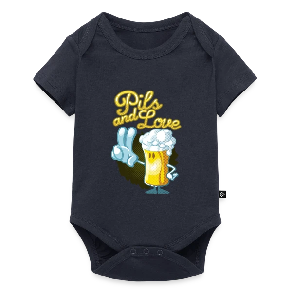 Maquette de Body à manches courtes Premium Bébé « Pils & Love : La Bière et l'Amour en Version Cartoon » à personnaliser