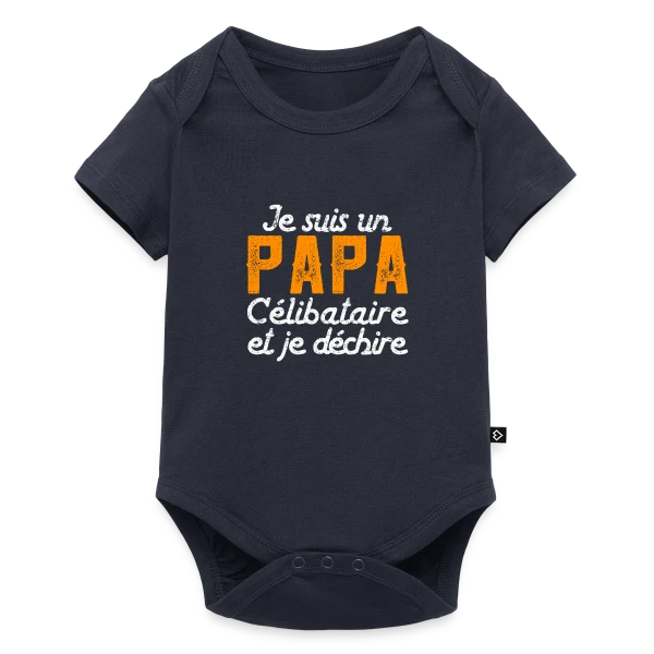 Maquette de Body à manches courtes Premium Bébé « Je Suis un Papa Célibataire et Je Déchire ! » à personnaliser