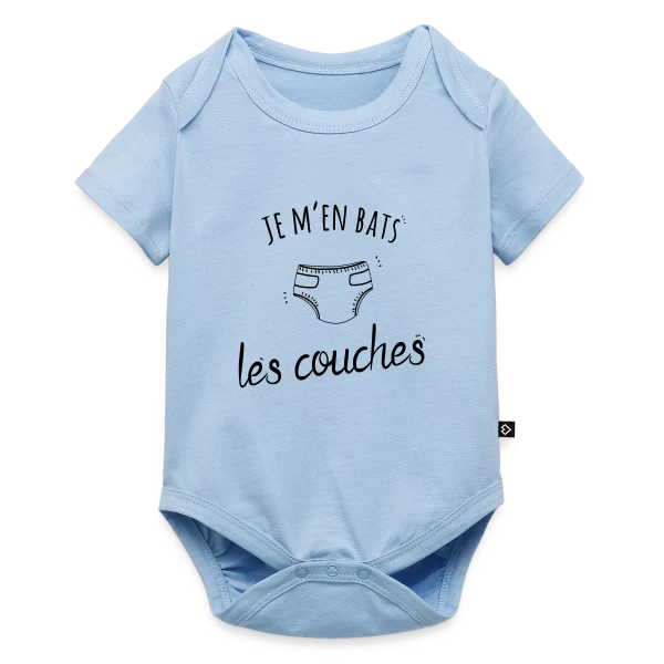 Maquette de Body à manches courtes Premium Bébé « Humour "Je M'en Bats Les Couches" - Idée Cadeau Drôle » à personnaliser