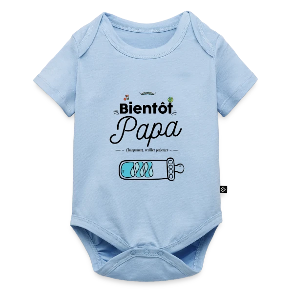 Maquette de Body à manches courtes Premium Bébé « Bientôt Papa : Humour et Annonce Naissance » à personnaliser