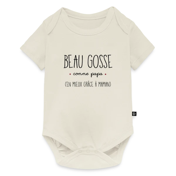 Maquette de Body à manches courtes Premium Bébé « Beau Gosse Comme Papa » à personnaliser