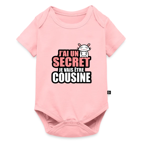 Maquette de Body à manches courtes Premium Bébé « J'ai un Secret : Je Deviens Cousine ! Annonce Fun » à personnaliser