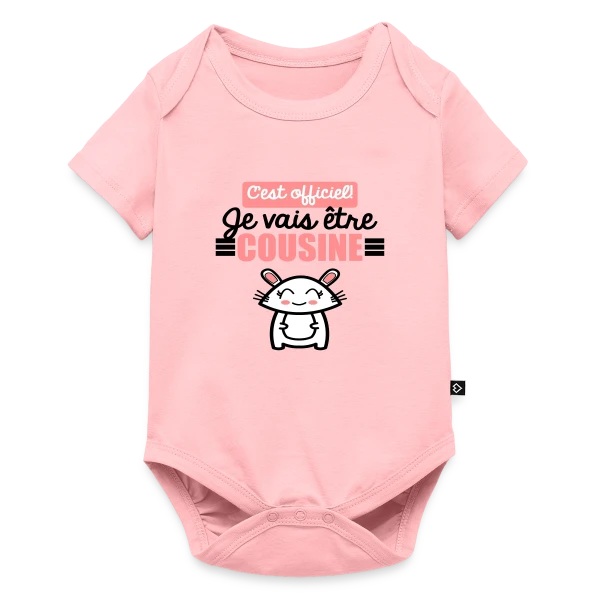 Maquette de Body à manches courtes Premium Bébé « Annonce Grossesse : C'est Officiel, Je Vais Être Cousine ! » à personnaliser