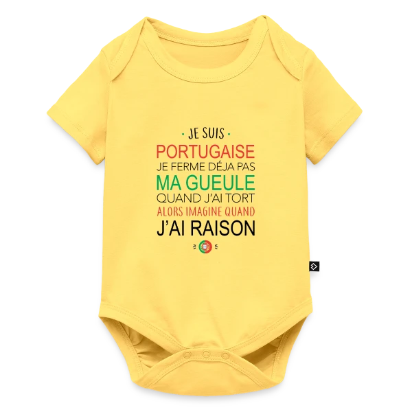 Maquette de Body à manches courtes Premium Bébé « Portugaise : Ma Voix Compte, Toujours Raison ! » à personnaliser