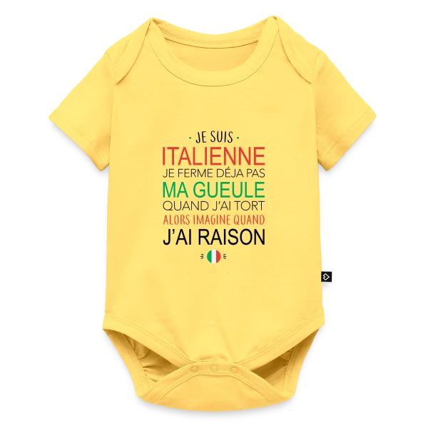 Maquette de Body à manches courtes Premium Bébé « "Italienne : Ma Voix, Ma Loi" » à personnaliser