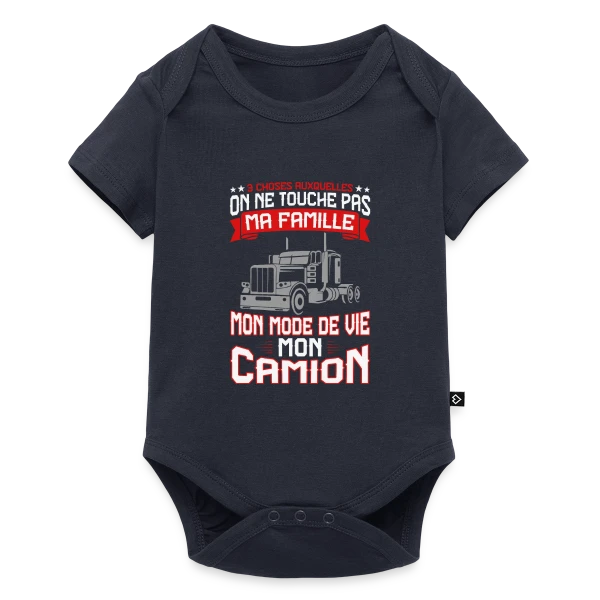 3 Choses Auxquelles on ne Touche Pas : Famille, Vie, Camion - Humour Routier sur Body à manches courtes Premium Bébé