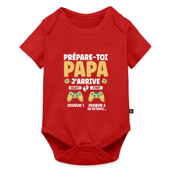Maquette de Body à manches courtes Premium Bébé « Prépare-toi Papa J'arrive : T-shirt Annonce Grossesse Gamer » à personnaliser