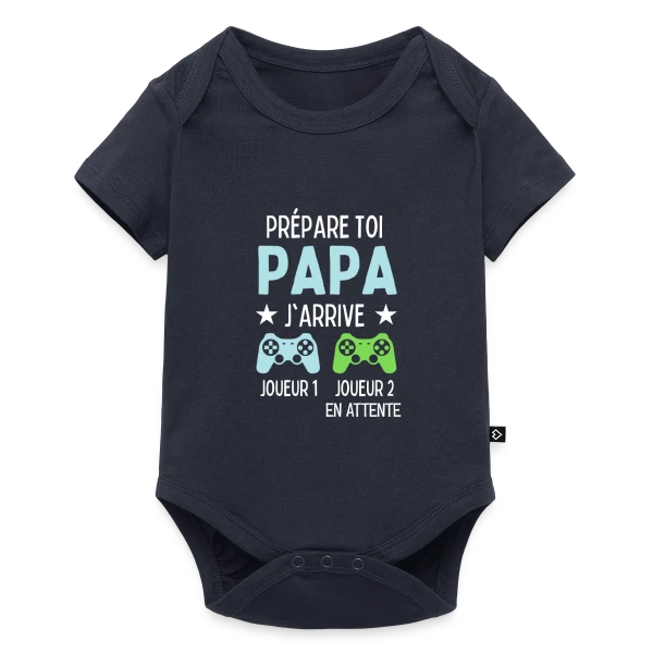 Maquette de Body à manches courtes Premium Bébé « Futur Papa Gamer - Annonce Grossesse Humour » à personnaliser
