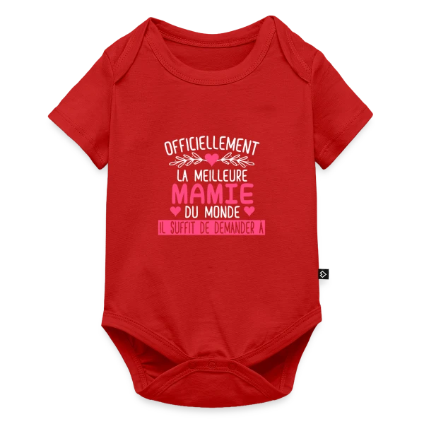 Maquette de Body à manches courtes Premium Bébé « Officiellement Meilleure Mamie du Monde : T-shirt Cadeau Personnalisé » à personnaliser