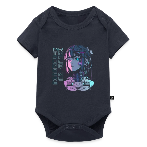 Tsundere Cyborg Neon Glitch Anime sur Body à manches courtes Premium Bébé