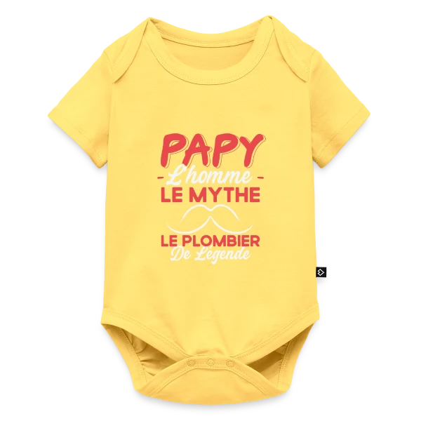 Maquette de Body à manches courtes Premium Bébé « Papy Plombier de Légende - Humour Cadeau Artisan » à personnaliser