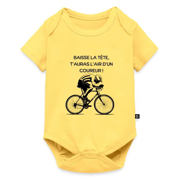 Maquette de Body à manches courtes Premium Bébé « Cyclisme Humour - Design Minimaliste Vélo » à personnaliser