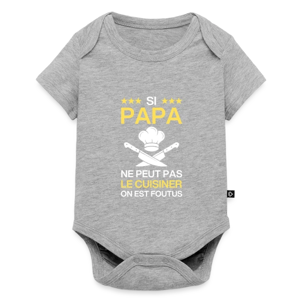 Maquette de Body à manches courtes Premium Bébé « Humour Papa Cuisinier - On est foutus ! » à personnaliser