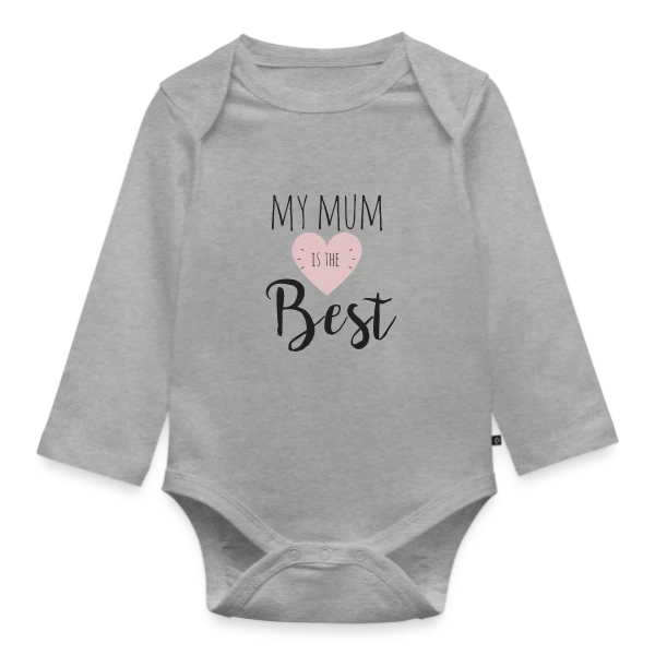 Maquette de Body Bébé bio manches longues « Ma Maman est la Meilleure : T-shirt Adorable » à personnaliser